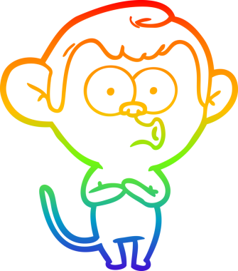 gökkuşağı gradyan çizgi çizimi bir insan tarafından çizilmiş öten maymun