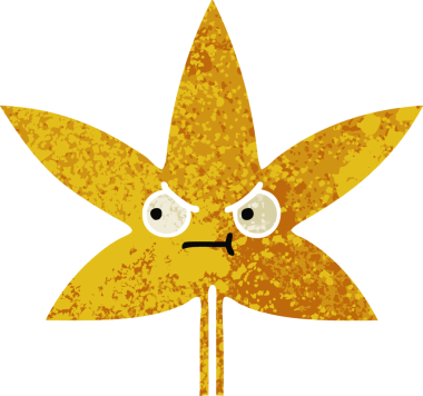 Bir insan tarafından çizilmiş sonbahar yaprağının retro çizim stili karikatürü