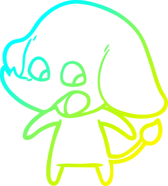 Bir insan tarafından çizilmiş şirin bir filin soğuk gradyan çizgisi