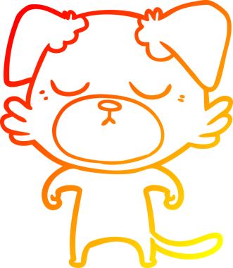 Bir insan tarafından çizilmiş sevimli bir köpeğin sıcak çizgi çizgisi.