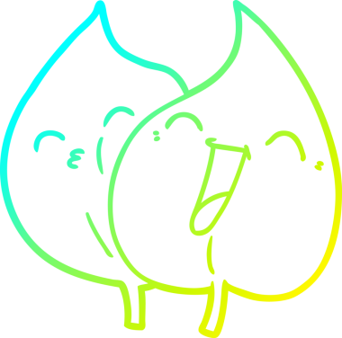 Bir insan tarafından çizilen komik çizgi film yapraklarının soğuk gradyan çizgileri.