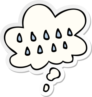 Düşünce baloncuklu karikatür yağmuru insan tarafından çizilmiş bir çıkartma.