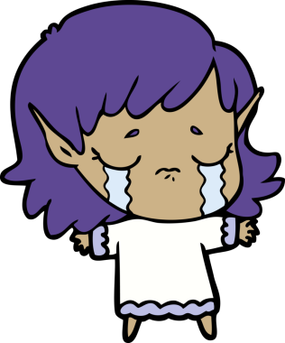 Bir insan tarafından çizilmiş ağlayan elf kızı.