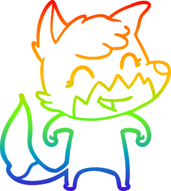 gökkuşağı gradyanı çizimi bir insan tarafından çizilmiş mutlu bir tilki çizgi filmi.