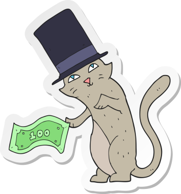 Bir insan tarafından çizilmiş zengin bir kedinin çıkartması.