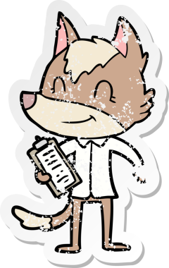 Bir insan tarafından çizilmiş dost canlısı bir kurt patronun sıkıntılı çıkartması.