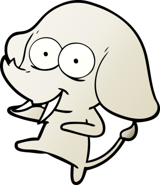 Bir insan tarafından çizilmiş mutlu bir fil.