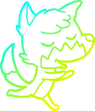 Bir insan tarafından çizilmiş, dost canlısı bir tilkinin soğuk çizgi çizimi.