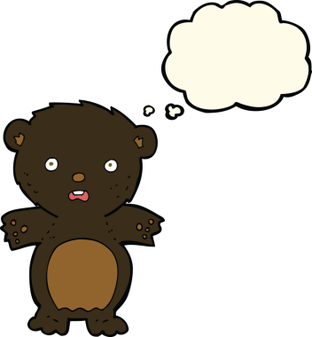 Bir insan tarafından çizilmiş korku dolu kara ayı karikatürü.