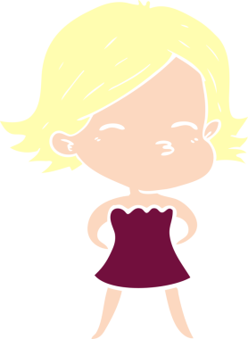 Bir insan tarafından çizilmiş düz renkli karikatür kadın