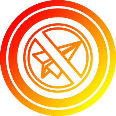 Kağıt düzlem dairesel simgeyi bir insan tarafından çizilmiş sıcak gradyan bitiş ile yasakladı