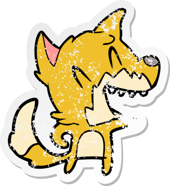 Bir insan tarafından çizilmiş gülen tilki çizgi filminin sıkıntılı çıkartması.