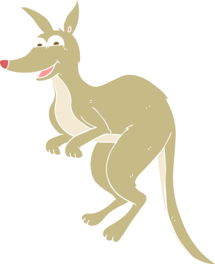 Bir insan tarafından çizilen düz renkli kanguru çizimi