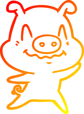 Bir insan tarafından çizilmiş gergin bir domuz çizgi çizimi.