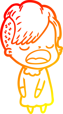 Bir insan tarafından çizilmiş havalı bir hippi kızın sıcak çizgi çizimi.