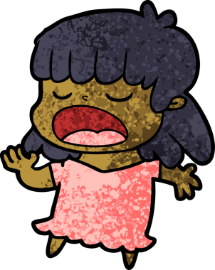 Çizgi filmdeki kadın bir insan tarafından yüksek sesle çizilmiş.