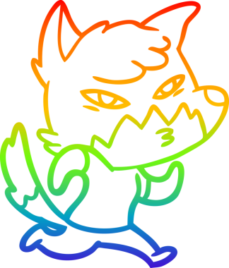 gökkuşağı gradyanı çizimi bir insan tarafından çizilmiş akıllı bir tilki çizgi filmi