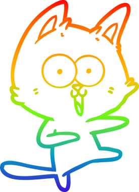 gökkuşağı gradyan çizimi bir insan tarafından çizilmiş komik bir çizgi film kedisi