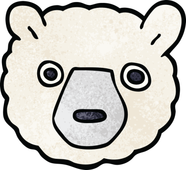 Bir insan tarafından çizilmiş kutup ayısı yüzü.