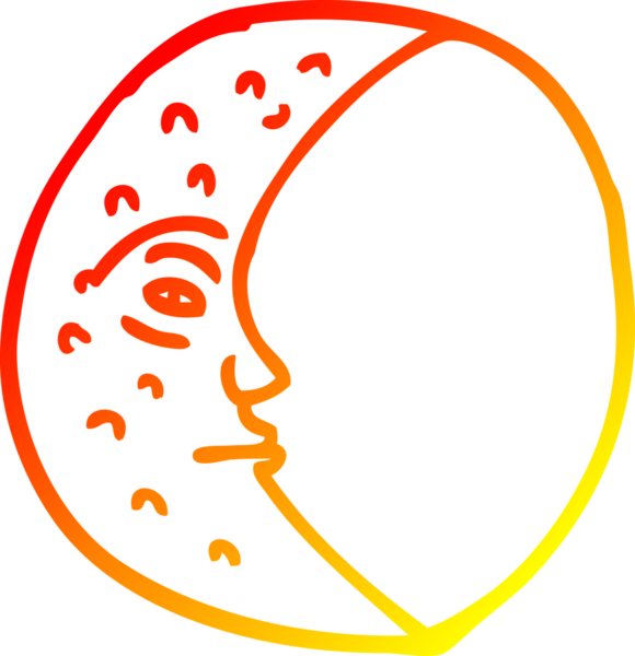 Bir insan tarafından çizilmiş hilal şeklindeki çizgi film çizimi.