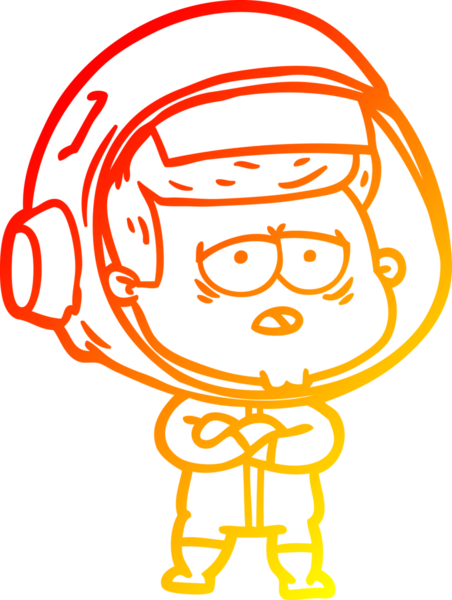 Bir insan tarafından çizilmiş, karikatür, yorgun astronot çizimi.