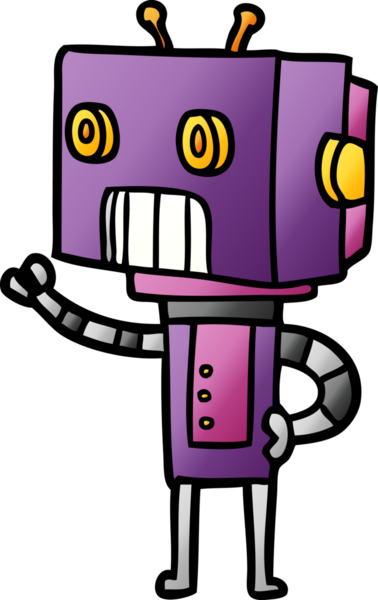 Bir insan tarafından çizilmiş çizgi film robotu