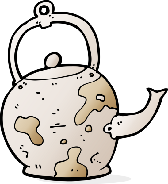 Bir insan tarafından çizilmiş eski bir çay demliği.