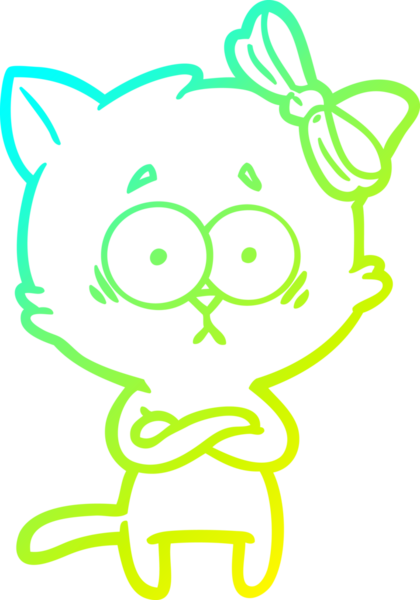 Bir insan tarafından çizilen çizgi film kedisinin soğuk gradyan çizgisi.