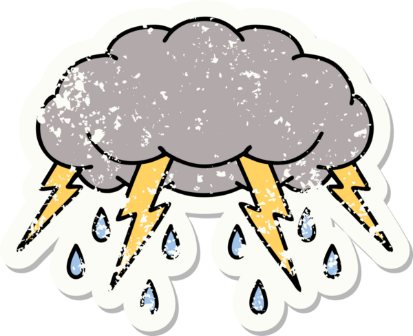 Bir insan tarafından çizilmiş fırtına bulutunun geleneksel stil dövmesi.