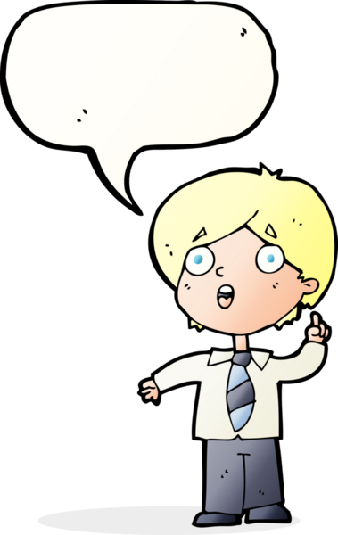 Çizgi film öğrencisi soruya bir insan tarafından çizilmiş konuşma balonuyla cevap veriyor.