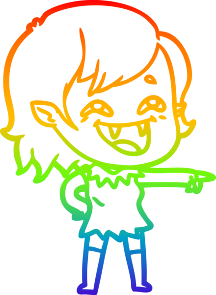 Gökkuşağı gradyan çizgi çizimi Bir insan tarafından çizilmiş gülen vampir kız çizgi filmi