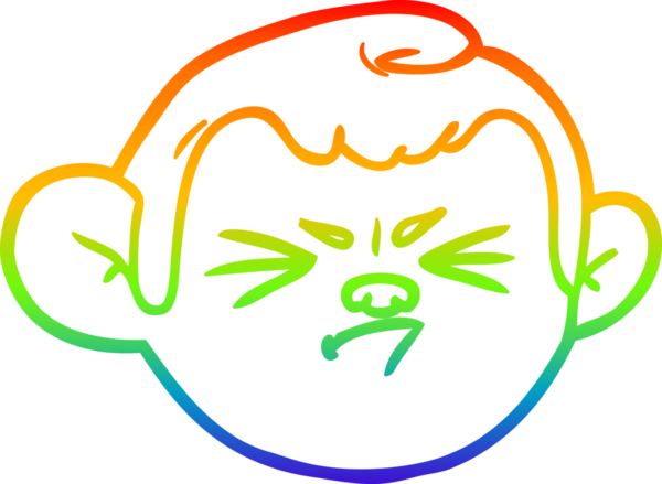 gökkuşağı gradyan çizgi çizimi bir insan tarafından çizilmiş maymun yüzü