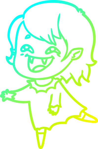 Bir insan tarafından çizilmiş gülen vampir kız çizgi filmi.