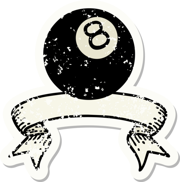 Bir insan tarafından çizilmiş 8 toplu eski bir etiket