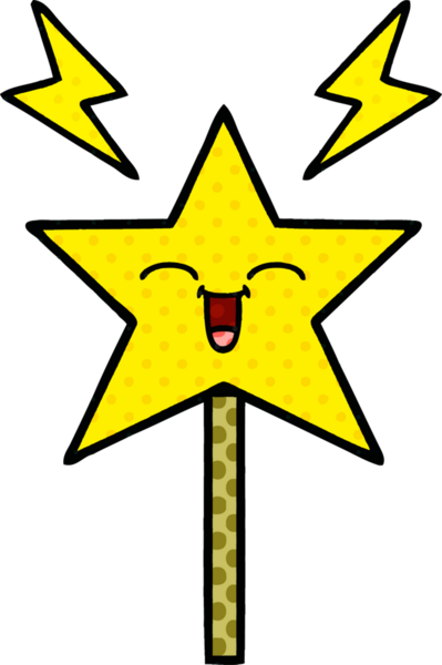 Bir insan tarafından çizilmiş sihirli değnek çizgi romanı.