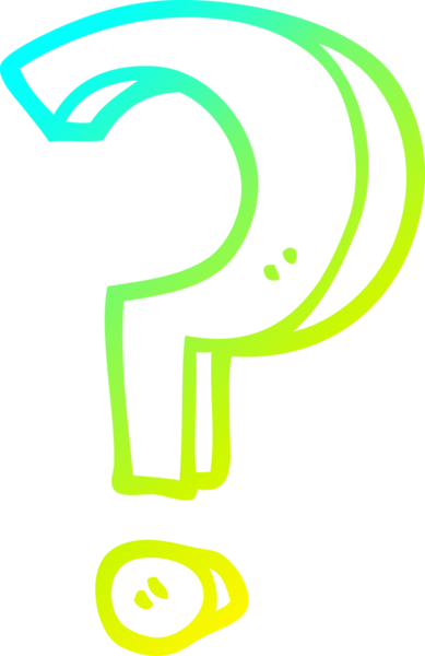 Bir insan tarafından çizilen soru işaretinin soğuk gradyan çizgisi