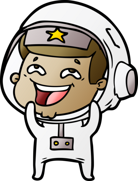 Bir insan tarafından çizilmiş gülen astronot çizgi filmi.