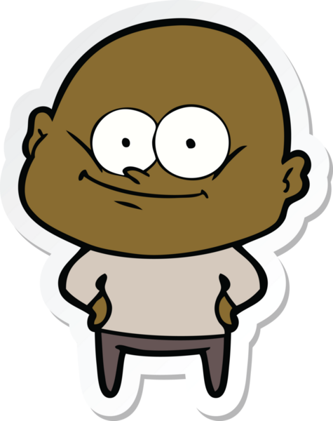 Bir insan tarafından çizilmiş kel bir adamın çıkartması.