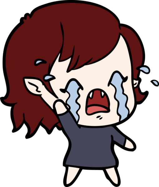 Bir insan tarafından çizilmiş ağlayan vampir kız çizgi filmi.