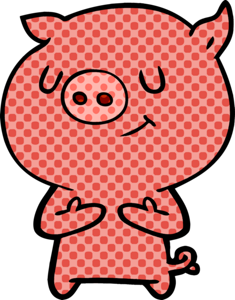 Bir insan tarafından çizilmiş mutlu çizgi film domuzu.