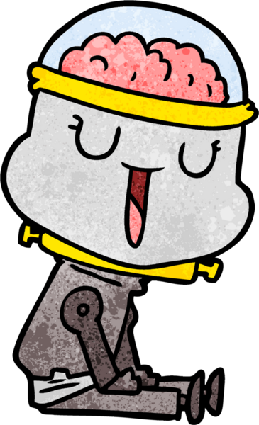 Bir insan tarafından çizilmiş mutlu çizgi film robotu