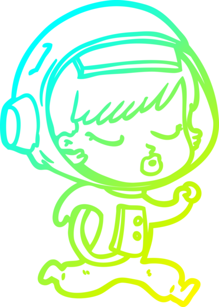 Bir çizgi film karakteri çizen soğuk gradyan bir insan tarafından çizilen güzel astronot kız.