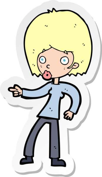 Bir insan tarafından çizilmiş bir karikatür kadının çıkartması.