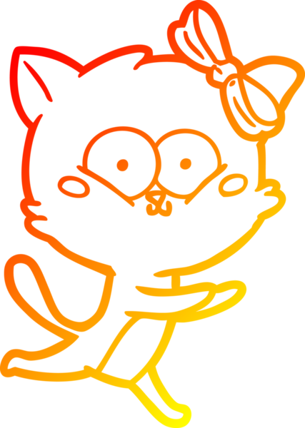 Bir insan tarafından çizilmiş çizgi film kedisinin sıcak çizgi çizimi