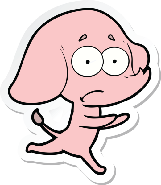 Çizgi filmin çıkartması. Bir insan tarafından çizilen belirsiz fil kaçıyor.