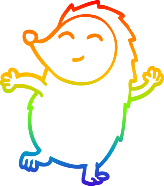 gökkuşağı gradyan çizgi çizimi Mutlu kirpi bir insan tarafından çizilmiş