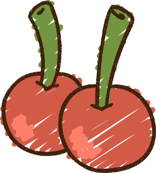 Bir insan tarafından çizilmiş kiraz tebeşiri