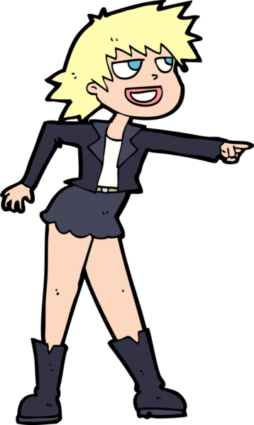 Bir insan tarafından çizilmiş çizgi film kadını.