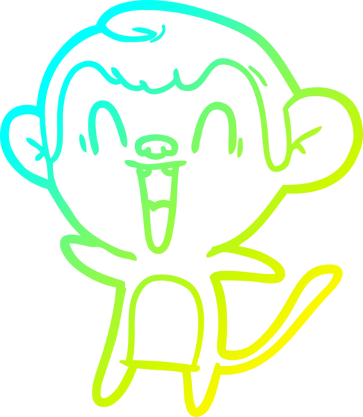 Bir insan tarafından çizilmiş gülen maymun çizgi çizimi.