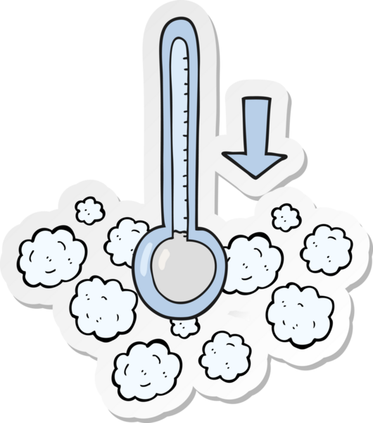 Bir insan tarafından çizilen sıcaklık düşüşü çizgi filminin etiketi